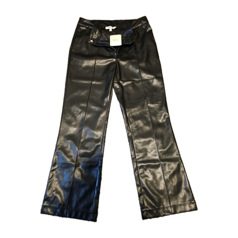 NWT Womens Size Large Wideleg Faux Leather Pants Buttery Soft Lined Black New